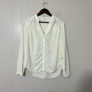 Cloth & Stone Anthropologie Ivory Lyocell Button Down Top Size M